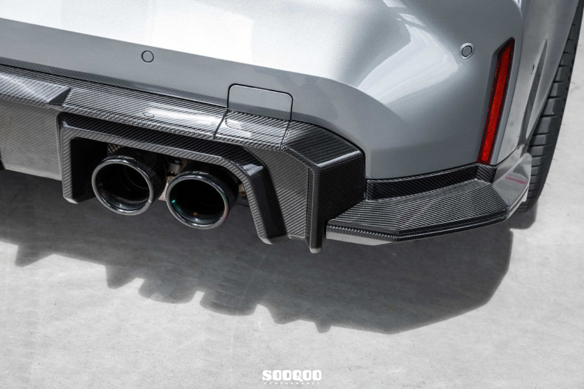BMW M3CS M3C M3 G80 G81 & M4CS M4C M4 G82 G83 2021-ON with Aftermarket Parts - B Style (Without Light) Rear Diffuser & Rear Canards Pre-preg Carbon Fiber from Aero Republic