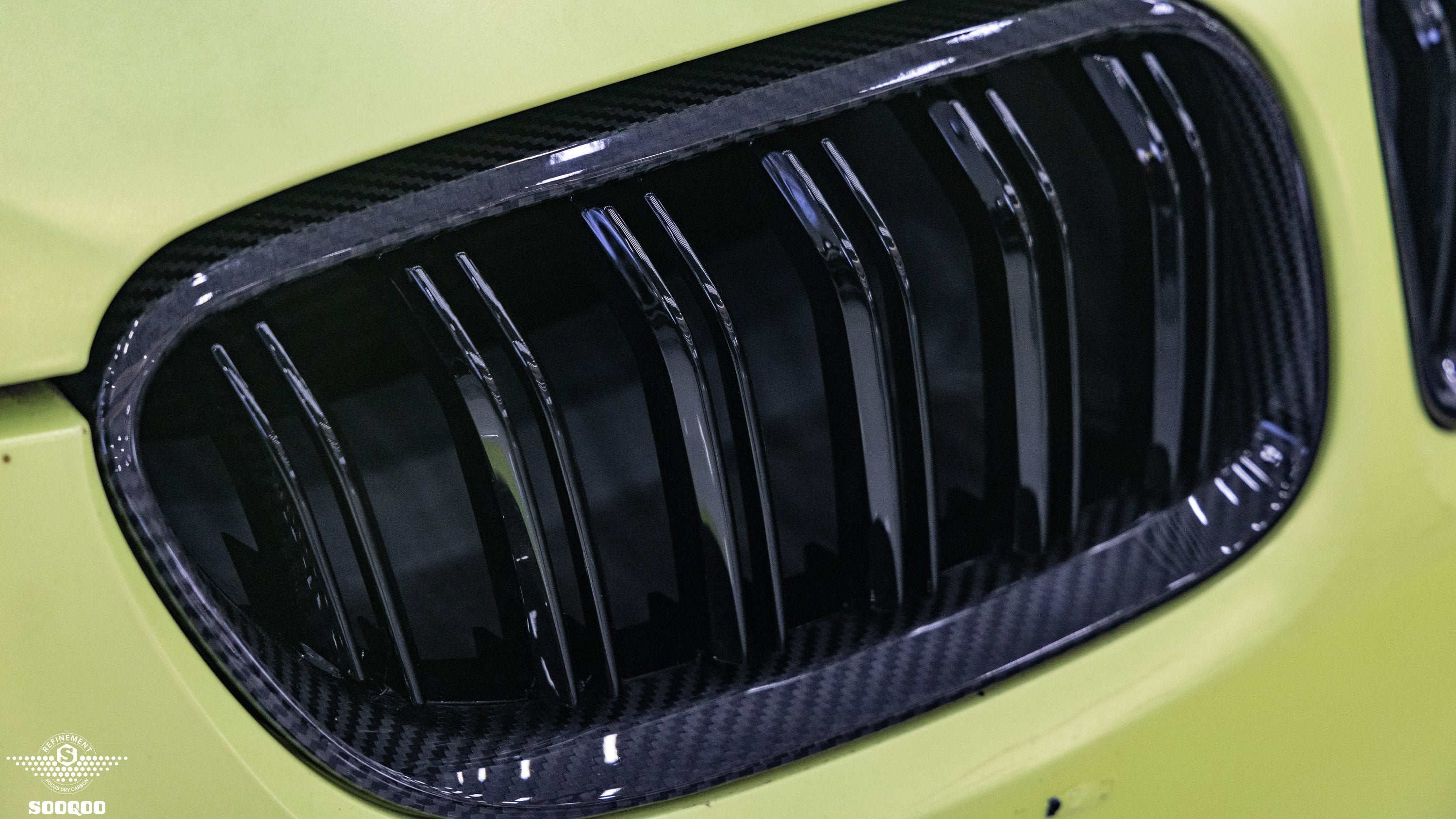 BMW M3 E92 E93 LCI 2009 2010 2011 2012 with Aftermarket Parts - Dual Slat Front Kidney Grill Pre-preg Carbon Fiber from Aero Republic