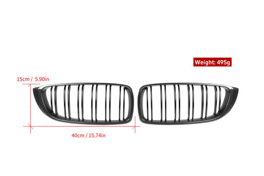 BMW M3 F80 2014 2015 2016 2017 2018 & M4 F82 F83 2014 2015 2016 2017 2018 2019 2020 with Aftermarket Parts - Dual Slat Front Kidney Grill Pre-preg Carbon Fiber from Aero Republic