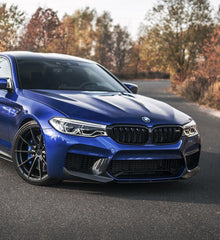 BMW M5 M5C F90 Pre-LCI 2018 2019 2020 with Aftermarket Parts - MP Style Side Splitter & Front Lip Pre-preg Carbon Fiber from Aero Republic