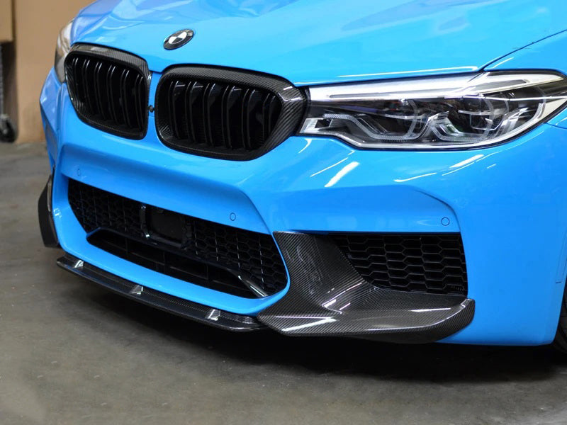 BMW M5 M5C F90 Pre-LCI 2018 2019 2020 with Aftermarket Parts - MP Style Side Splitter & Front Lip Pre-preg Carbon Fiber from Aero Republic