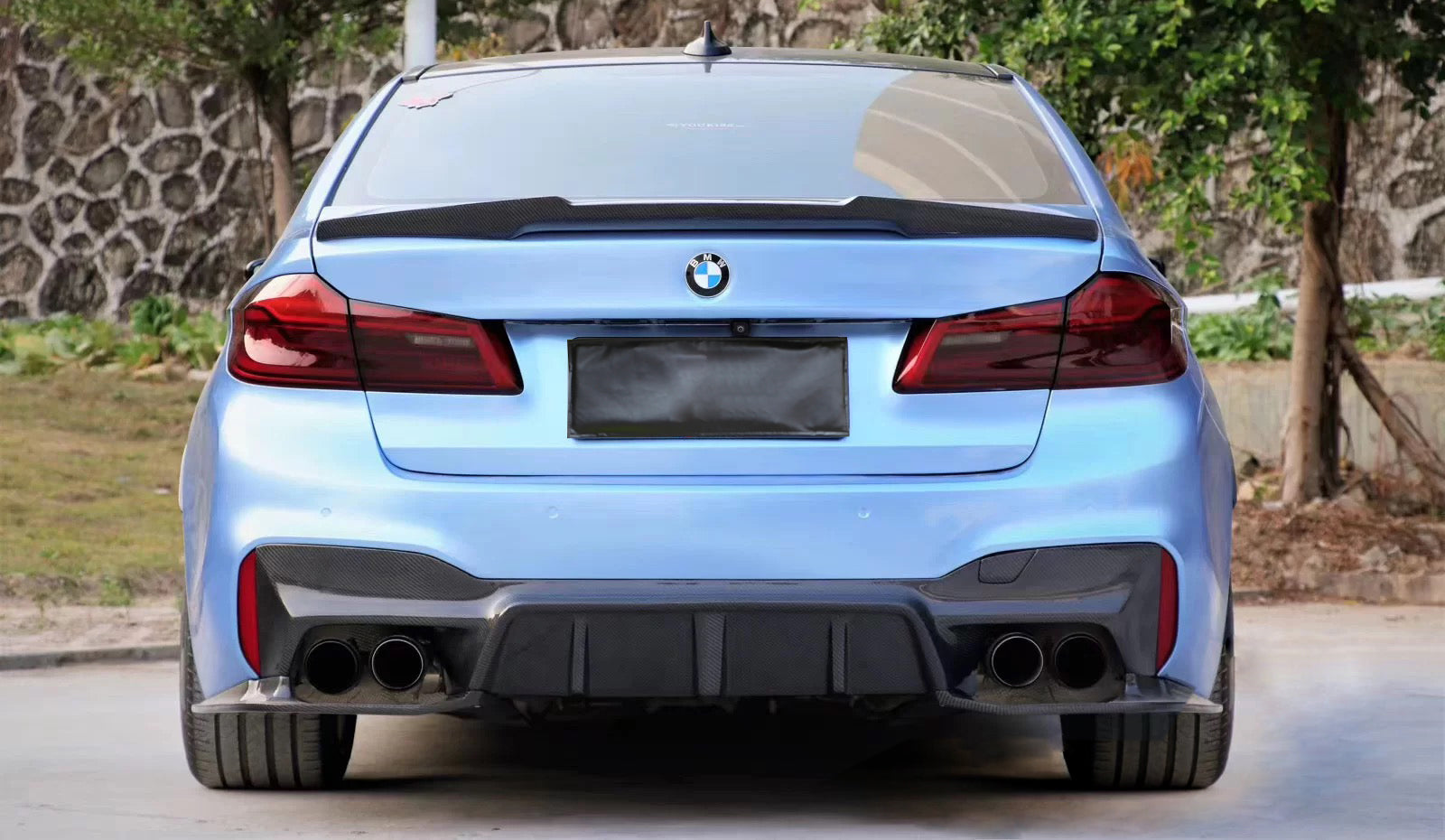 BMW M5 M5C F90 (Fits Both Pre-LCI & LCI) 2018 2019 2020 2021 2022 2023 & 5 Series M550 540 G30 (Fits both Pre-LCI & LCI) 2017 2018 2019 2020 2021 2022 2023 with Aftermarket Parts - M4 Style Rear Lip Spoiler Pre-preg Carbon Fiber from Aero Republic