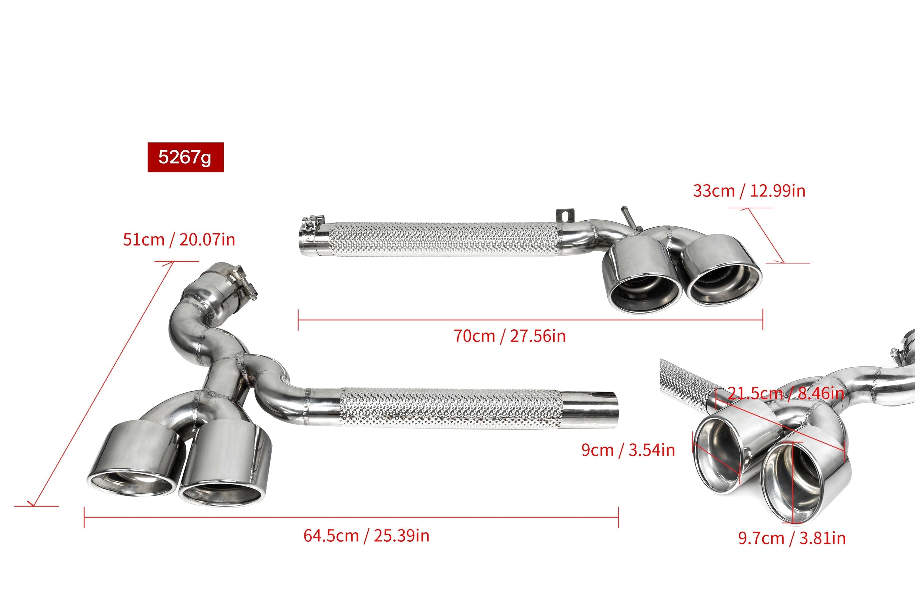 BMW X3 30i xDrive G45 2025-ON with Aftermarket Parts - Axle-back Exhaust Quad Exit Tips Conversion Stainless Steel / Carbon Fiber from Aero Republic