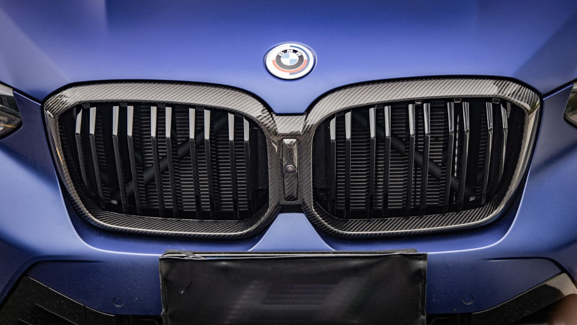 BMW X3 M40 s/x Drive 340 G01 LCI 2022 2023 2024 & X4 M40 xDrive 30 G02 LCI 2022 2023 2024 with Aftermarket Parts - Dual Slat Front Kidney Grill Pre-preg Carbon Fiber from Aero Republic