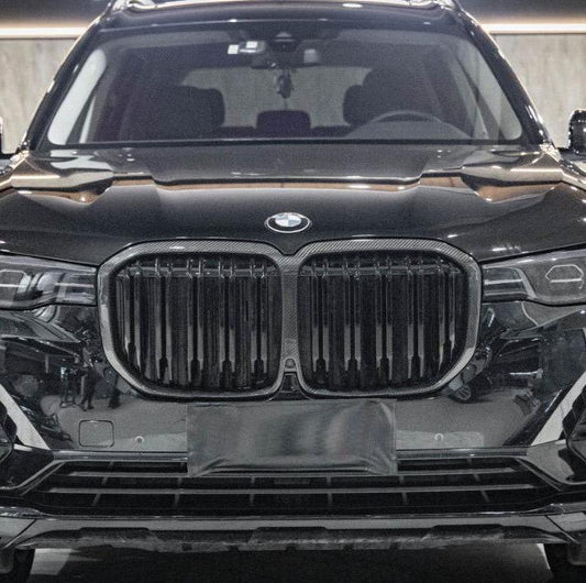 BMW X7 M50i xDrive50i G07 Pre-LCI 2019 2020 2021 2022 with Aftermarket Parts - Dual Slat Front Kidney Grill Pre-preg Carbon Fiber from Aero Republic