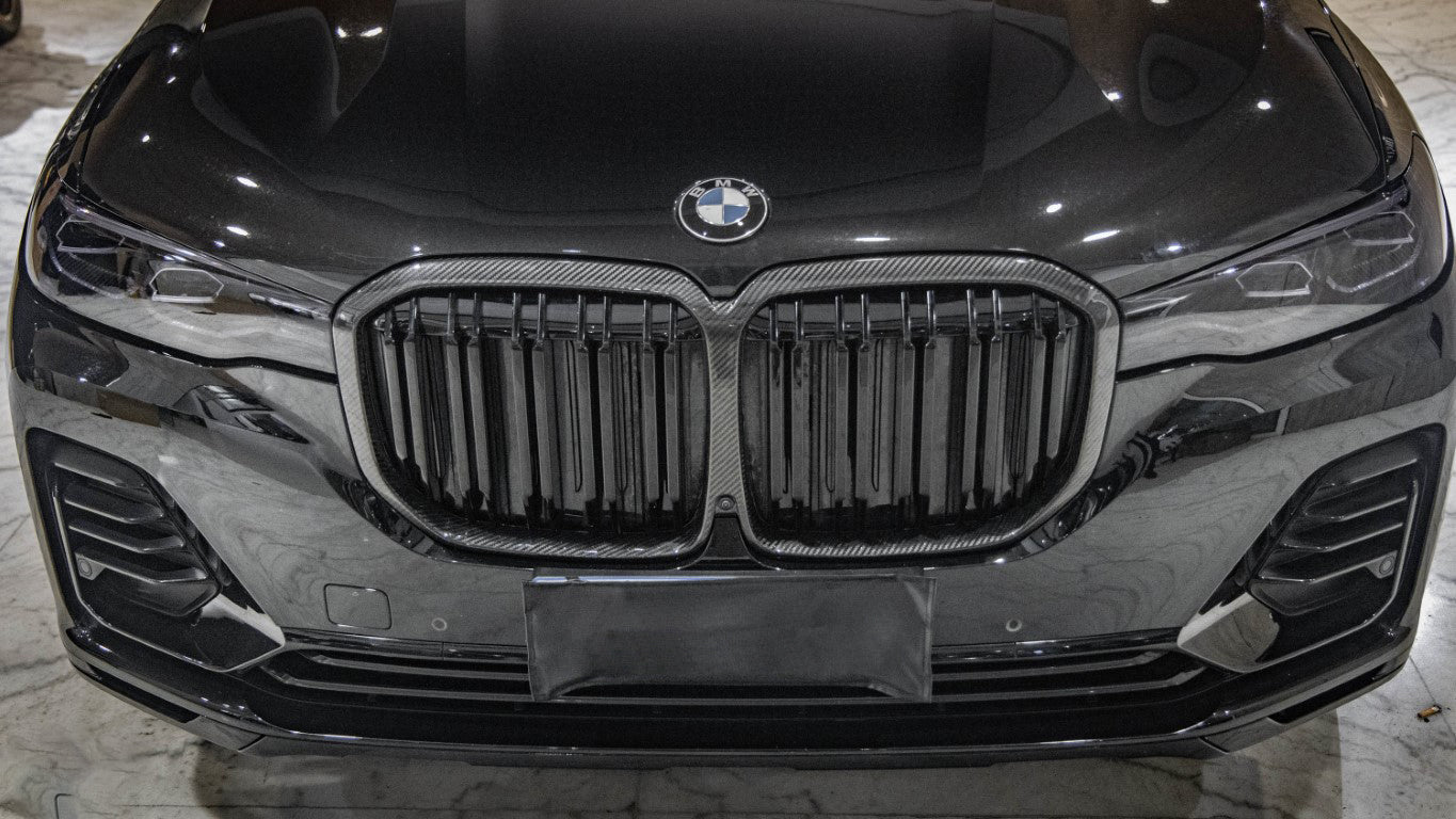 BMW X7 M60 M50i xDrive50i xDrive40i G07 LCI 2019 2020 2021 2022 with Aftermarket Parts - Dual Slat Front Kidney Grill Pre-preg Carbon Fiber from Aero Republic