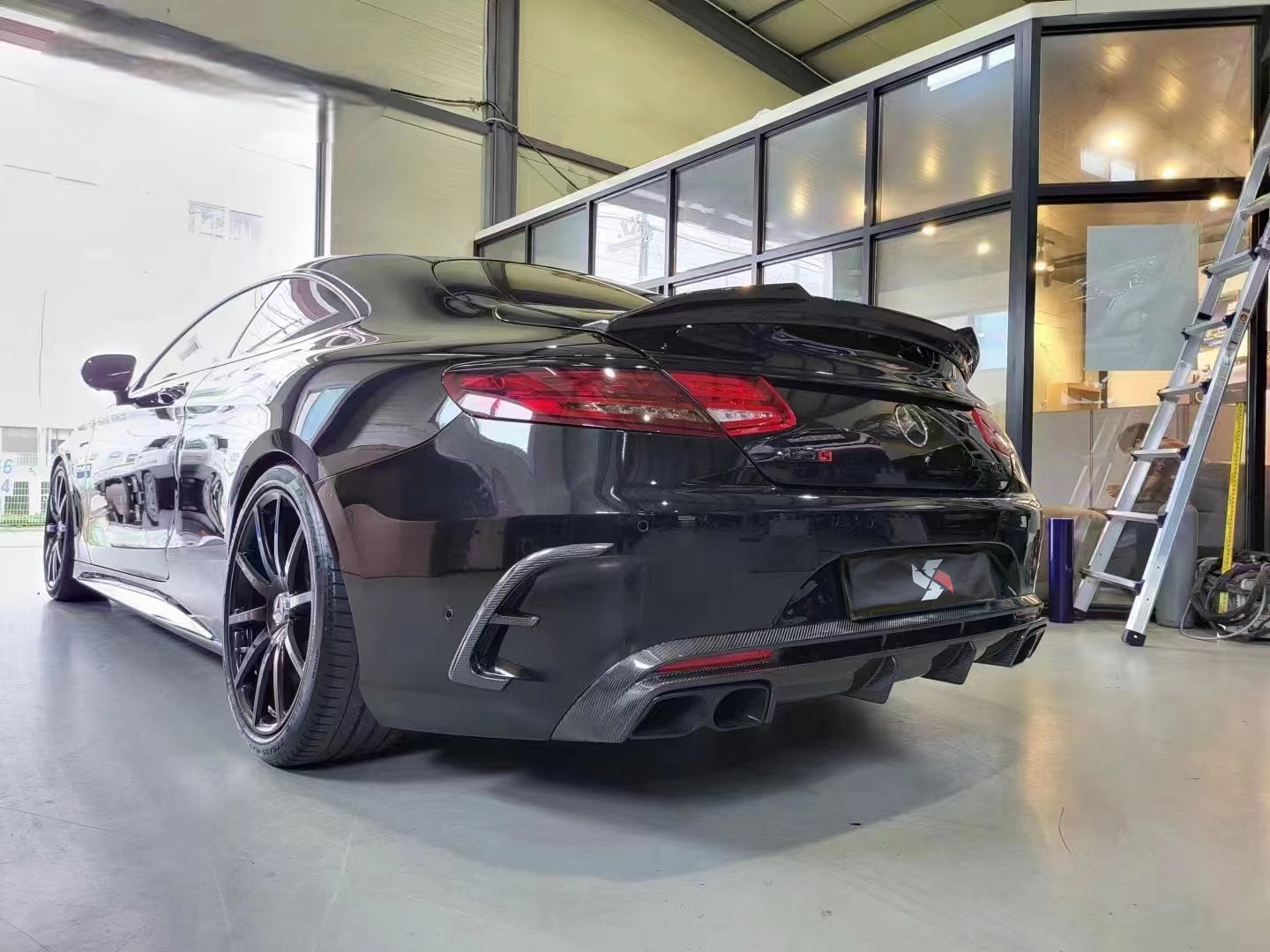 Mercedes Benz C-Class S-Class C217 AMG S65 S63 S550 S500 Coupe 2015 2016 2017 2018 2019 2020 2021 with Aftermarket Parts - VS Style Rear Lip Spoiler Pre-preg Carbon Fiber from Aero Republic