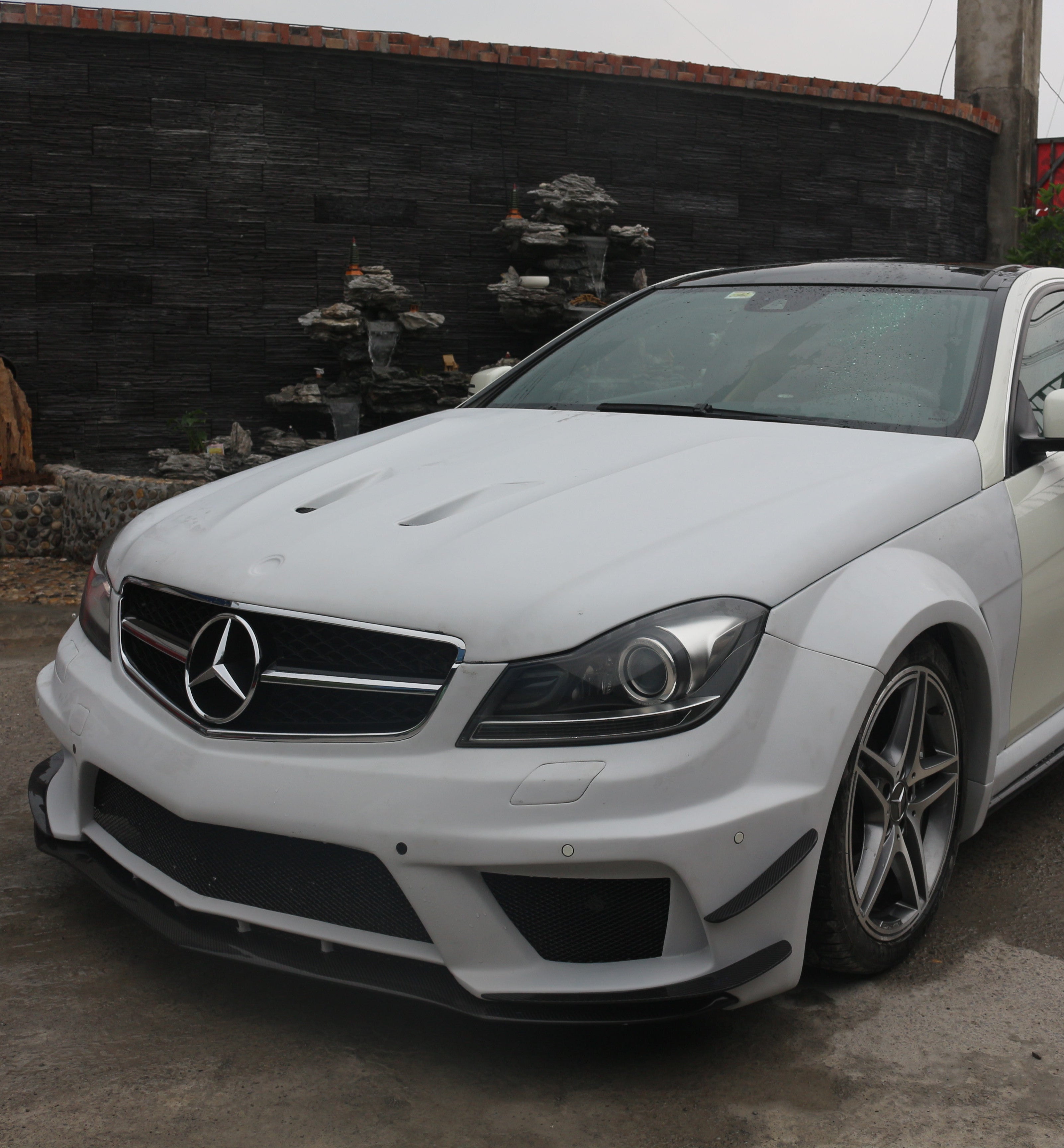  Mercedes Benz C-Class C63 AMG C204 2012 2013 2014 with Aftermarket Parts - Black Series Conversion Style Hood Carbon Fiber / FRP from Aero Republic