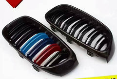 Aero Republic M Colors Blacked Out Front Kidney Grilles for BMW 4 Series 428i 428i xDrive 430i 435i 440i F32 F33 2014-2020 Carbon Fiber/ABS