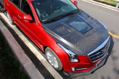 Cadillac ATS Luxury Premium Turbo Performance 2013 2014 2015 2016 2017 2018 with Aftermarket Parts - Transperant Tempered Glass Window Hood Carbon Fiber from Aero Republic