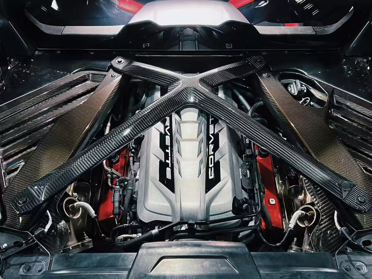 Chevrolet C8 Corvette Base 2020-ON & C8 Corvette Z06 2023-ON & C8 Corvette E-Ray 2024-ON with Aftermarket Parts - X Brace Carbon Fiber from Aero Republic