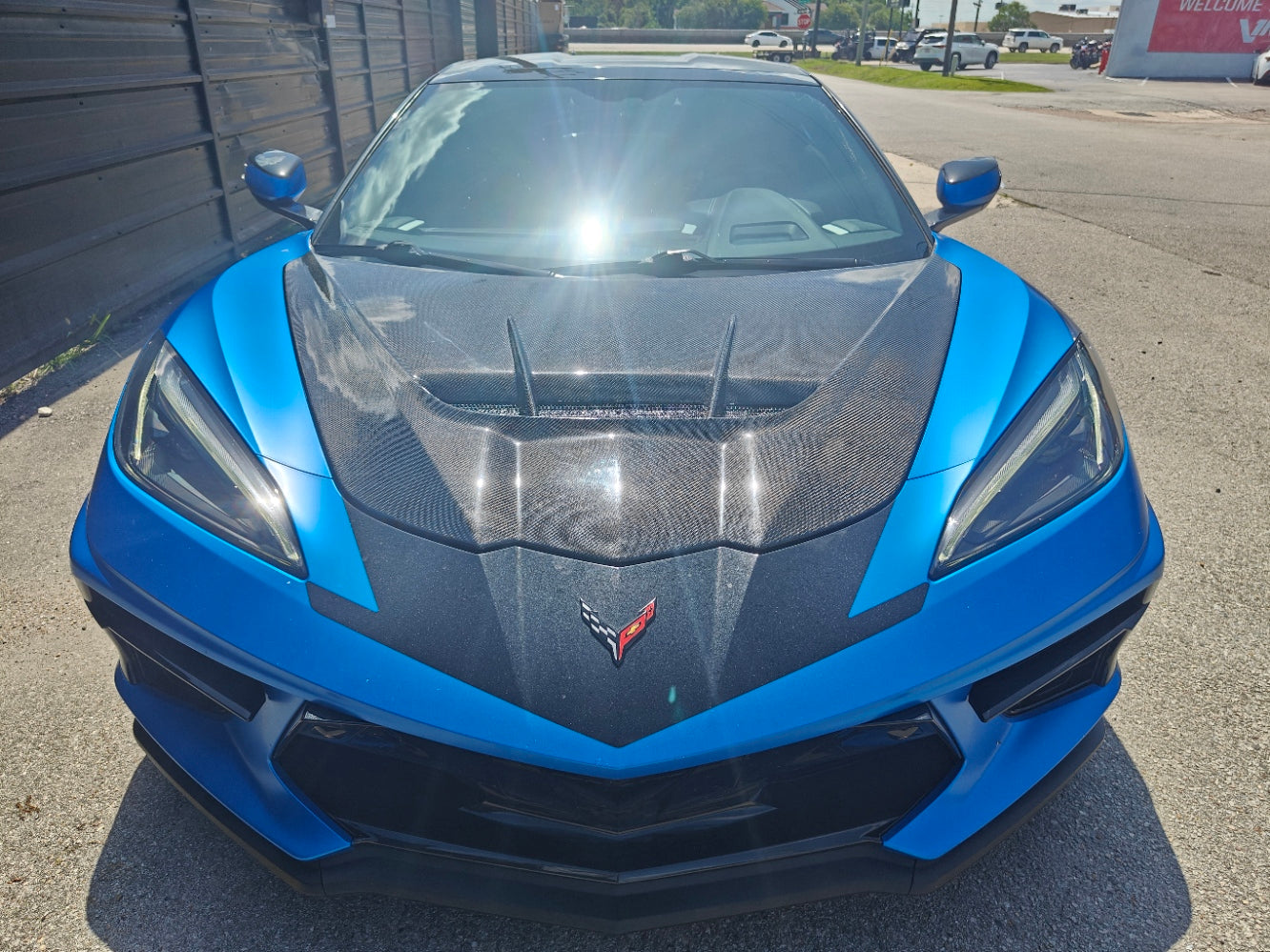 Chevrolet Corvette C8 2020-ON with Aftermarket Parts - Hood Bonnet Carbon Fiber / FRP from Aero Republic