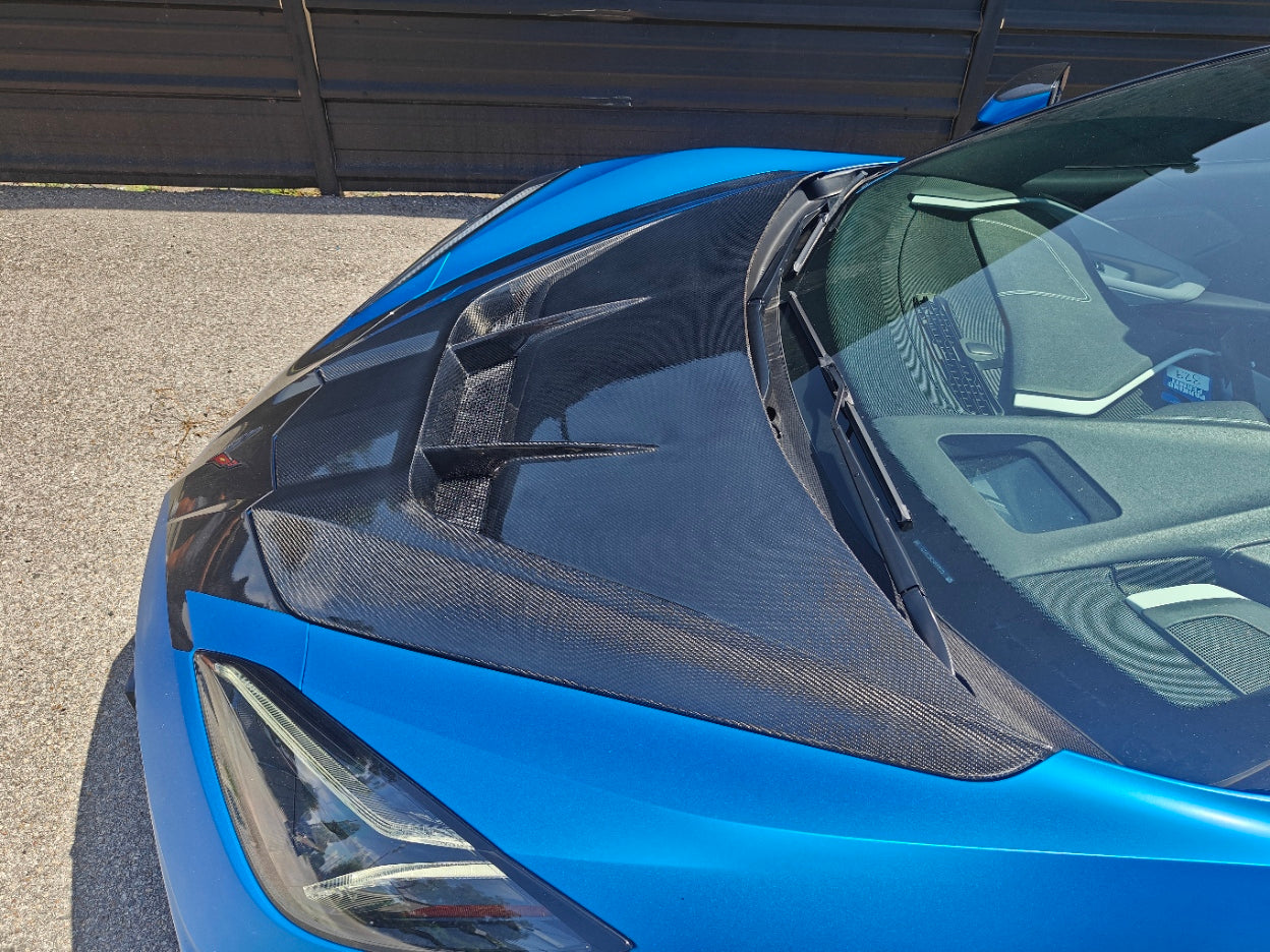 Chevrolet Corvette C8 2020-ON with Aftermarket Parts - Hood Bonnet Carbon Fiber / FRP from Aero Republic