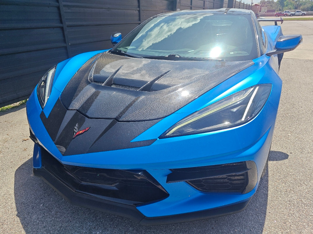 Chevrolet Corvette C8 2020-ON with Aftermarket Parts - Hood Bonnet Carbon Fiber / FRP from Aero Republic