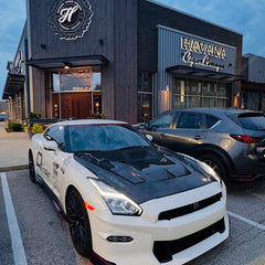 Nissan GTR Nismo T-Spec Premium Pure 2017-2024 (for installation on 2008-2016 vehicles, 2017-2024 front bumper is recommended) with Aftermarket Parts - DP Style Hood Bonnet Carbon Fiber / FRP from CMST Tuning

