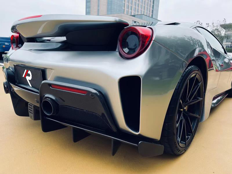 Ferrari 488 GTB & Spider 2016 2017 2018 2019 2020 with Aftermarket Parts - 1:1 Pista Style Rear Bumper Carbon Fiber / FRP from Aero Republic