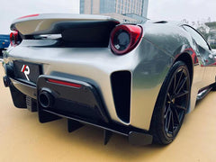Ferrari 488 GTB & Spider 2016 2017 2018 2019 2020 with Aftermarket Parts - 1:1 Pista Style Rear Bumper Carbon Fiber / FRP from Aero Republic