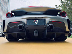 Ferrari 488 GTB & Spider 2016 2017 2018 2019 2020 with Aftermarket Parts - 1:1 Pista Style Rear Bumper Carbon Fiber / FRP from Aero Republic