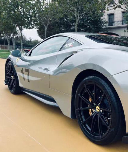 Ferrari 488 GTB & Spider 2016 2017 2018 2019 2020 with Aftermarket Parts - 1:1 Pista Style Side Skirts Carbon Fiber / FRP from Aero Republic