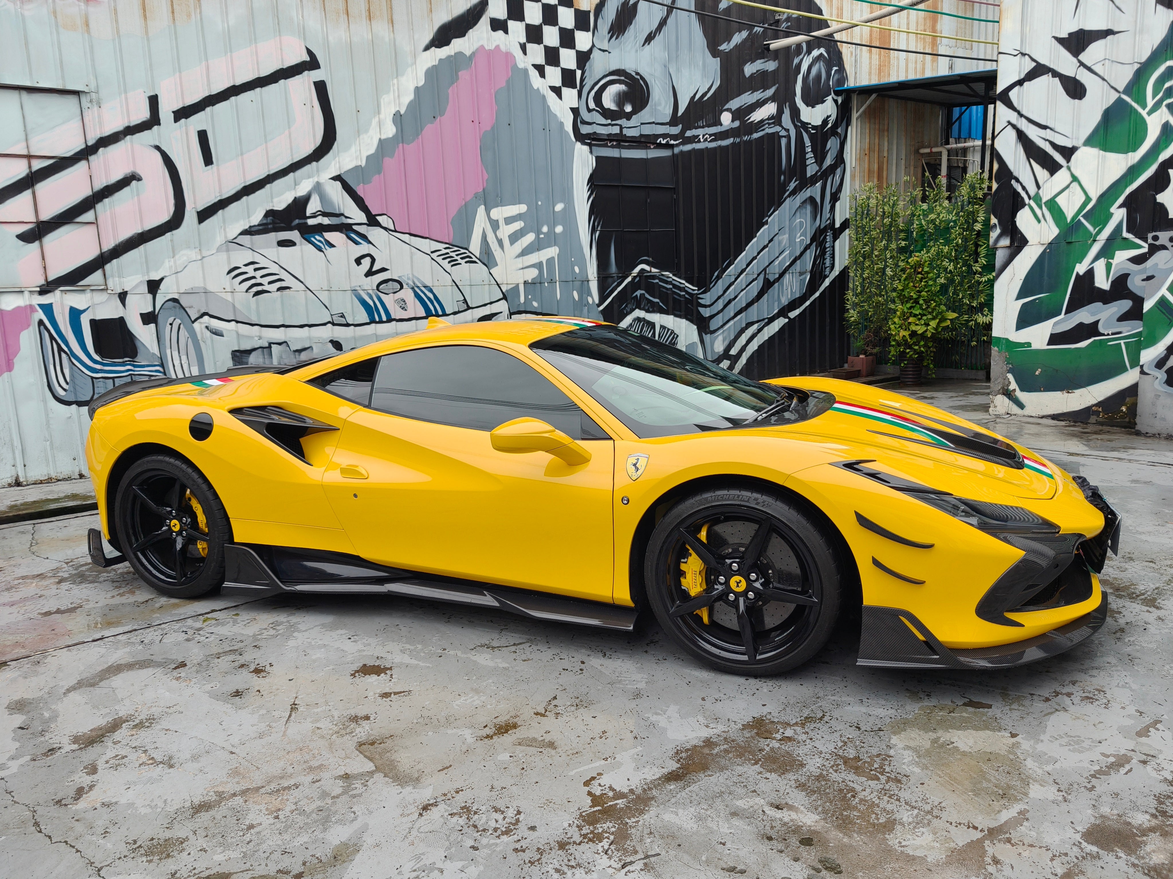 F8 Tributo & Spider 2020 2021 2022 2023 with Aftermarket Parts - M Style Under Front Lip Carbon Fiber / FRP from Aero Republic