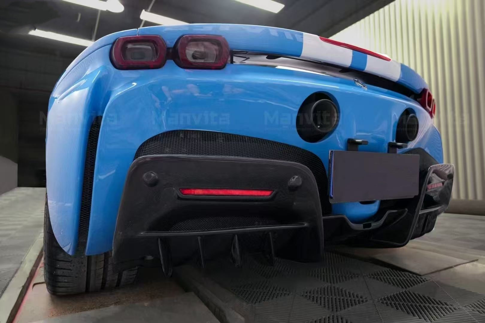 Ferrari SF90 Stradale & Spider 2021 2022 2023 2024 2025 with Aftermarket Parts - OEM 1:1 Style Replacement Rear Diffuser Pre-preg Carbon Fiber from Aero Republic