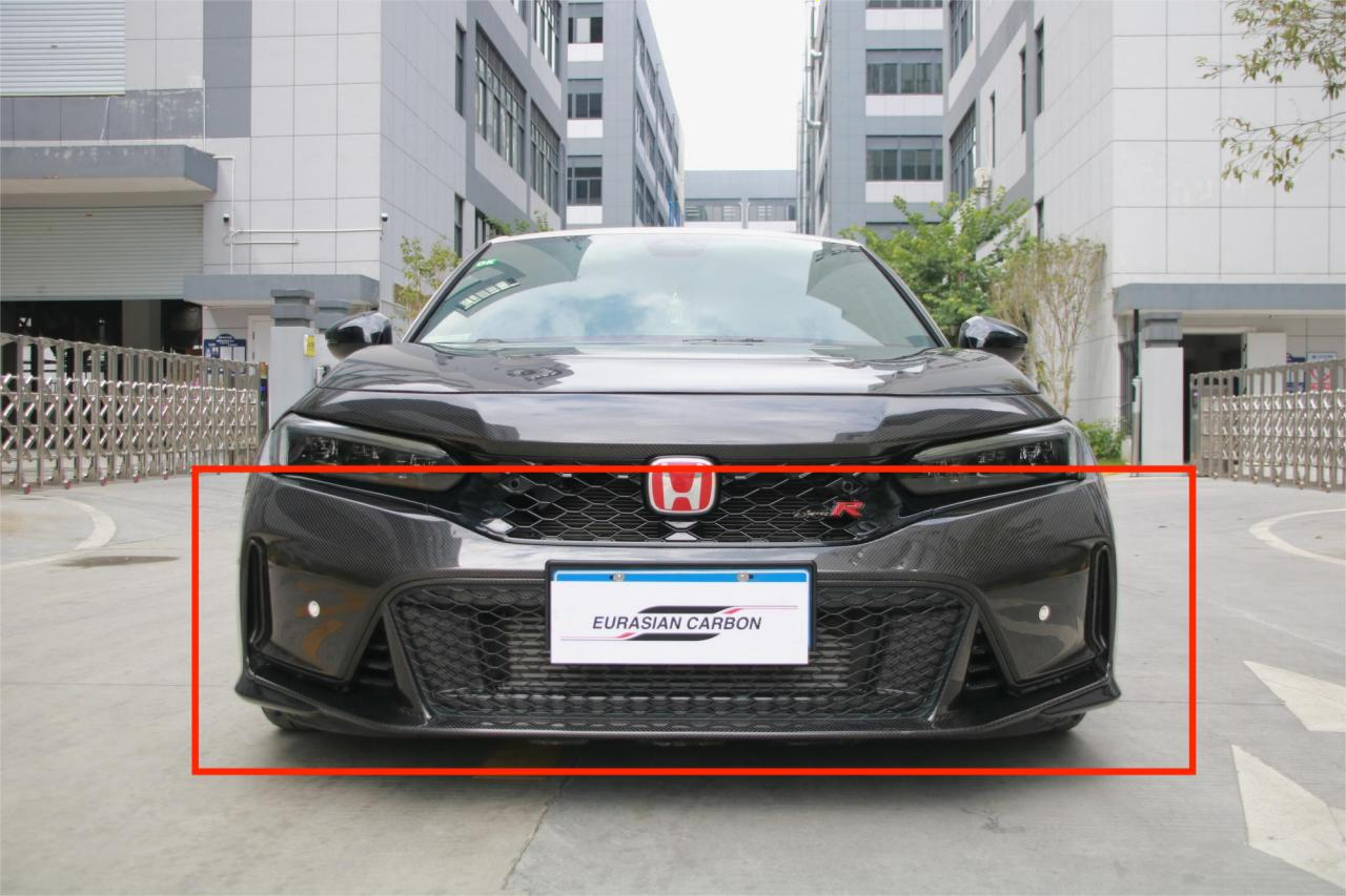 Honda Civic Type-R FL5 2023-ON with Aftermarket Parts - OEM Style Front Bumper & Lip Carbon Fiber from Aero Republic