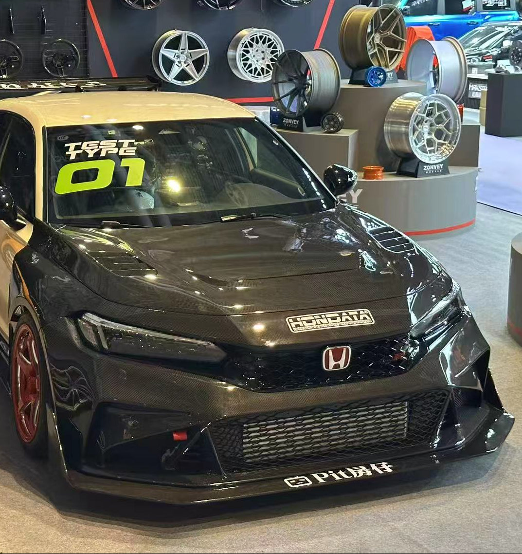 Honda Civic Type-R FL5 2023-ON with Aftermarket Parts - Time Attack Front Lip Splitter Carbon Fiber from Aero Republic