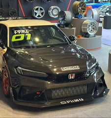 Honda Civic Type-R FL5 2023-ON with Aftermarket Parts - Time Attack Front Lip Splitter Carbon Fiber from Aero Republic