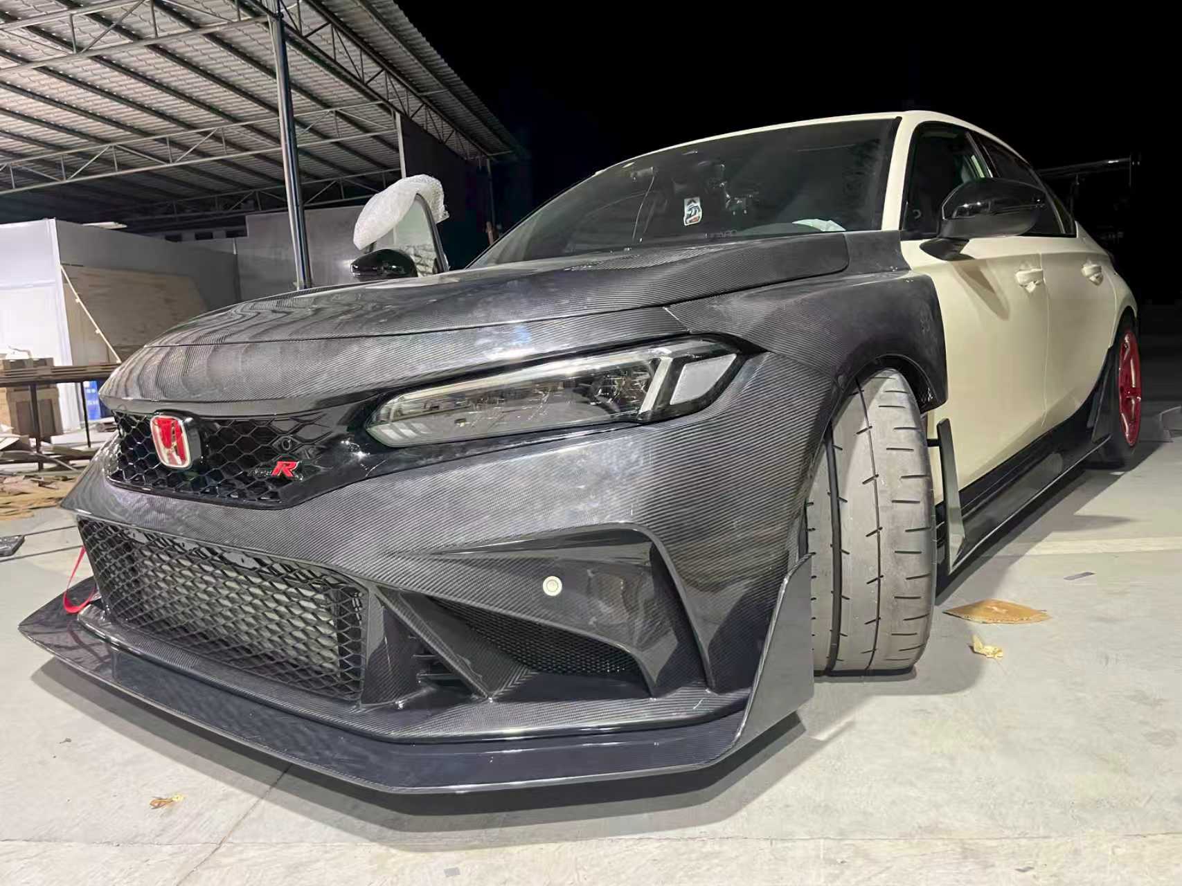 Honda Civic Type-R FL5 2023-ON with Aftermarket Parts - Time Attack Front Lip Splitter Carbon Fiber from Aero Republic