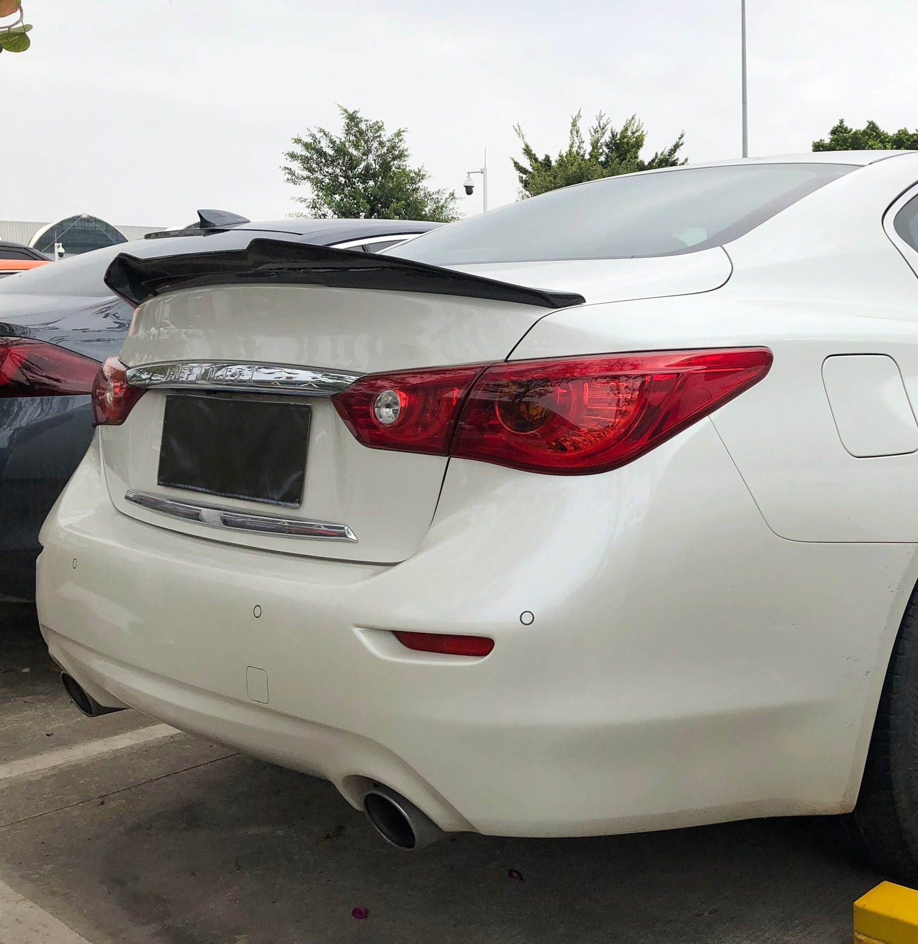 Infiniti Q50 Red Sport 400 Luxe Sensory Signature Premium Pure 2014 2015 2016 2017 2018 2019 2020 2021 2022 2023 2024 with Aftermarket Parts - PSM Style Rear Lip Spoiler Pre-preg Carbon Fiber from Aero Republic