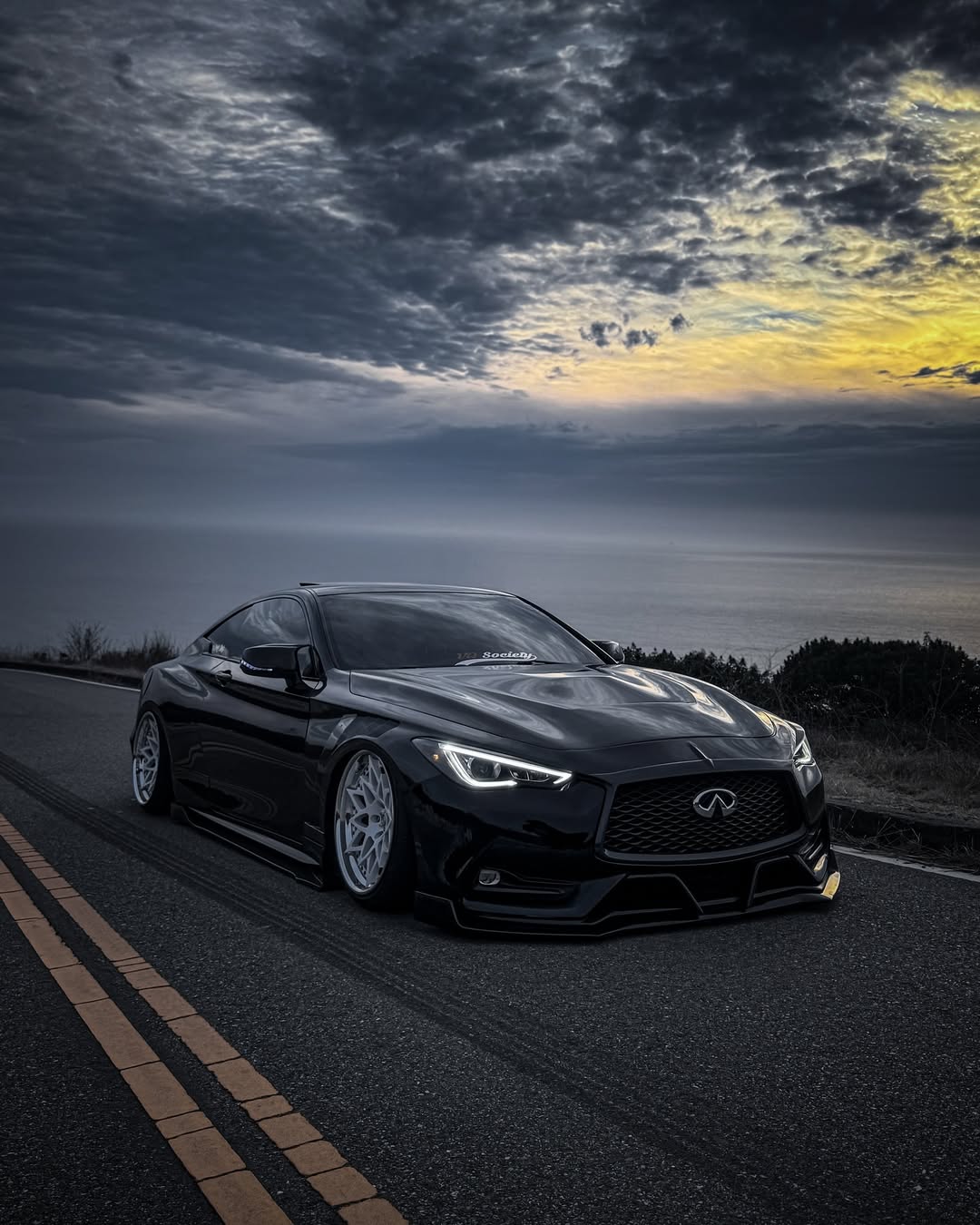 Infiniti Q60 Red Sport 400 Premium Luxe Sport Pure 2017 2018 2019 2020 2021 2022 with Aftermarket Parts - GTS Hood Carbon Fiber from Aero Republic