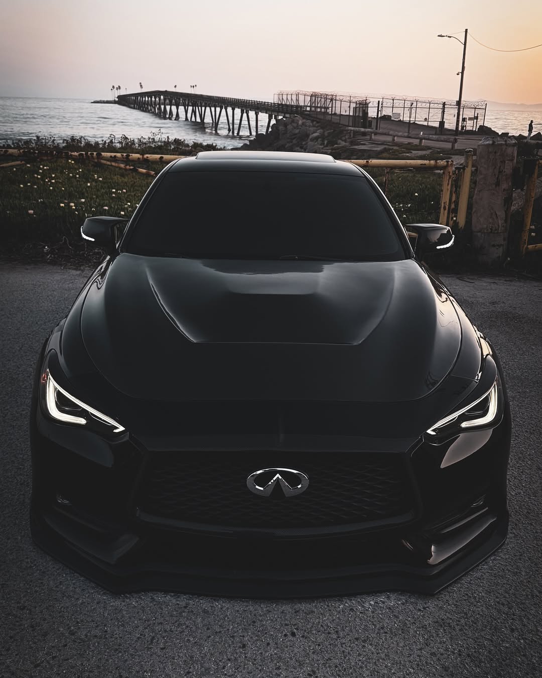 Infiniti Q60 Red Sport 400 Premium Luxe Sport Pure 2017 2018 2019 2020 2021 2022 with Aftermarket Parts - GTS Hood Carbon Fiber from Aero Republic