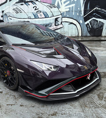 Lamborghini Huracan STO 2021 2022 2023 2024 with Aftermarket Parts - Vor Style Front Lip Pre-preg Carbon Fiber / FRP from Aero Republic