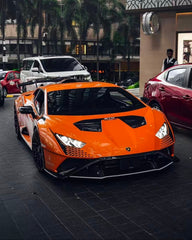 Lamborghini Huracan STO 2021 2022 2023 2024 with Aftermarket Parts - 1:1 Clamshell Replacement Front Bumper Hood Pre-preg Carbon Fiber / FRP from Aero Republic