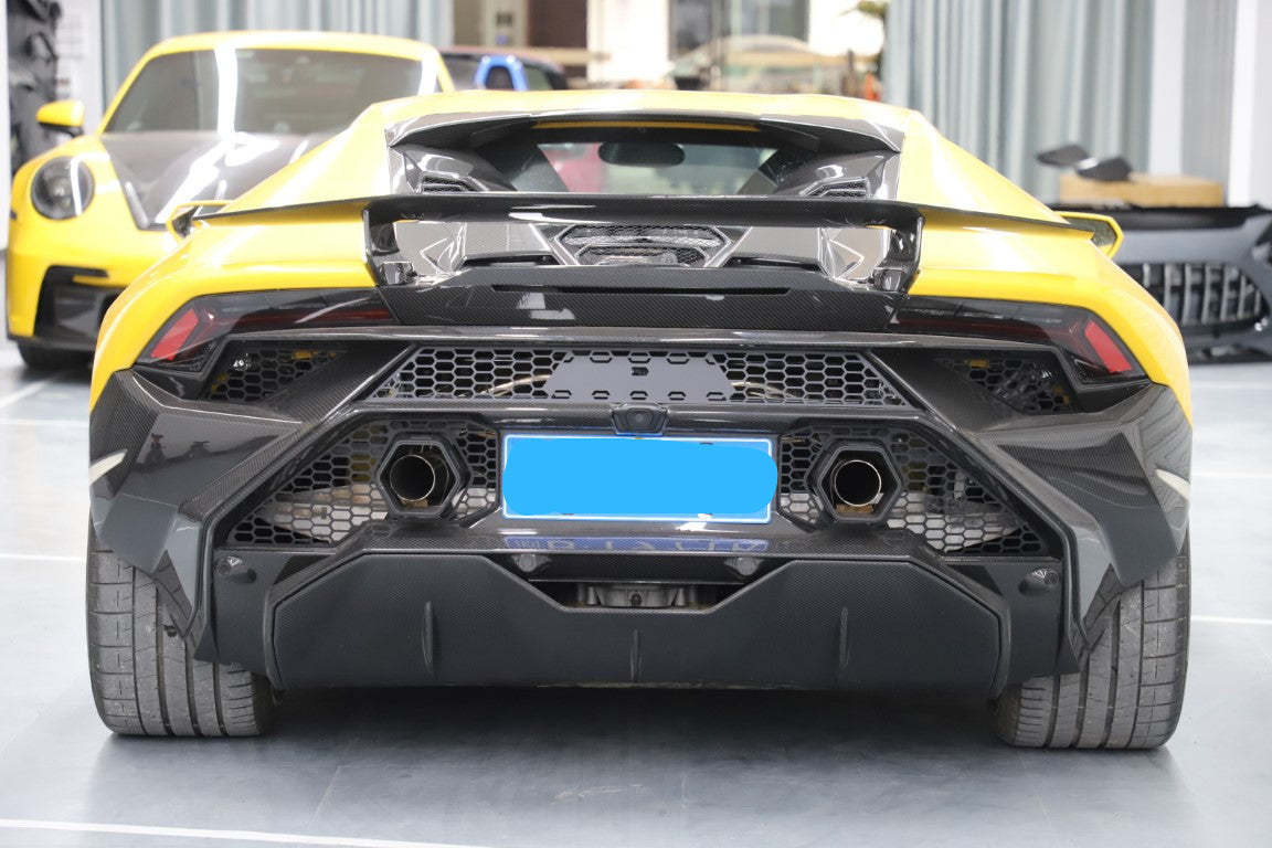 Lamborghini Huracan Tecnica Performante Evo 2015 2016 2017 2018 2019 2020 2021 2022 2023 2024 with Aftermarket Parts - Tecnica Style Rear Bumper & Diffuser Dry Pre-preg Carbon Fiber from Aero Republic