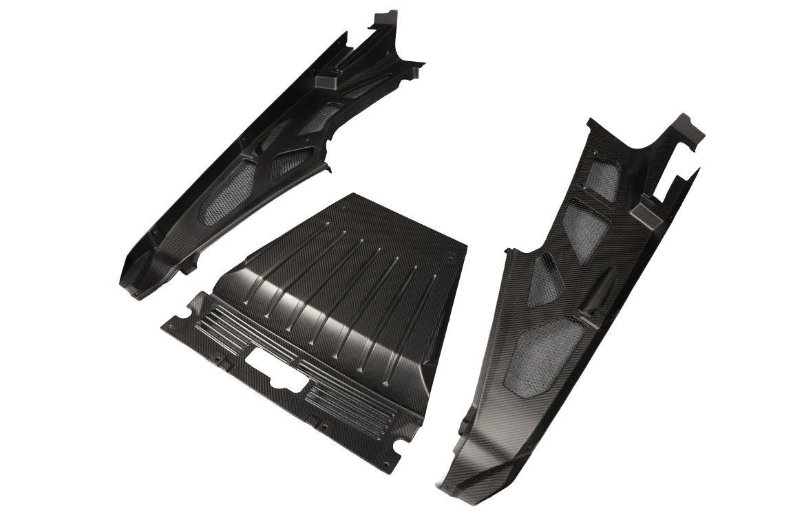 Lamborghini Huracan Tecnica Performante Evo LP610 LP580 2015 2016 2017 2018 2019 2020 2021 2022 2023 2024 with Aftermarket Parts - Engine Bay Panels Dry Pre-preg Carbon Fiber from Aero Republic