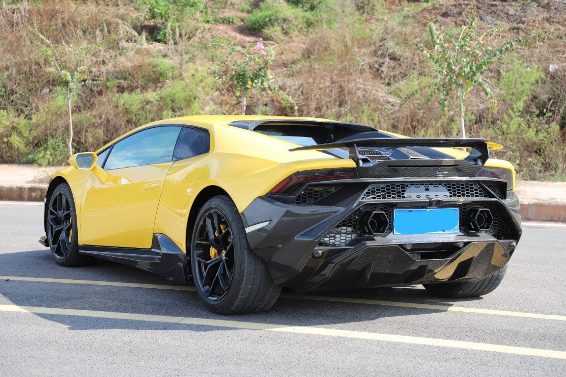 Lamborghini Huracan Tecnica Performante Evo LP610 LP580 2015 2016 2017 2018 2019 2020 2021 2022 2023 2024 with Aftermarket Parts - Tecnica Style Rear Wing Dry Pre-preg Carbon Fiber from Aero Republic