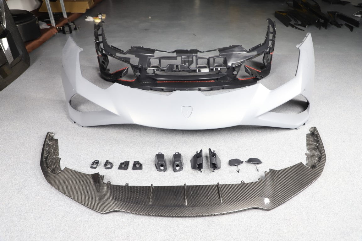 Lamborghini Huracan Tecnica Performante Evo LP610 LP580 2015 2016 2017 2018 2019 2020 2021 2022 2023 2024 with Aftermarket Parts - Evo Style Front Bumper Dry Pre-preg Carbon Fiber from Aero Republic