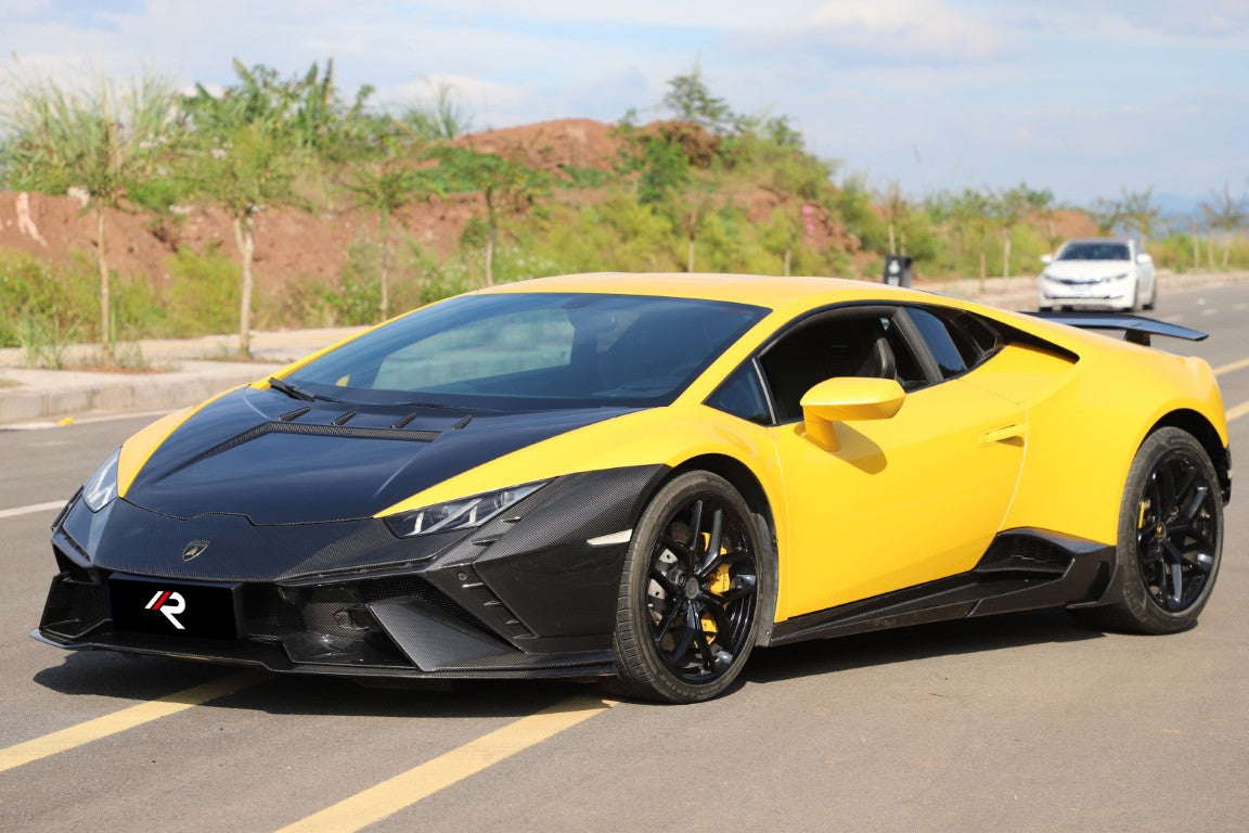 Lamborghini Huracan Tecnica Performante Evo LP610 LP580 2015 2016 2017 2018 2019 2020 2021 2022 2023 2024 with Aftermarket Parts - Tecnica Style Hood Dry Pre-preg Carbon Fiber from Aero Republic
