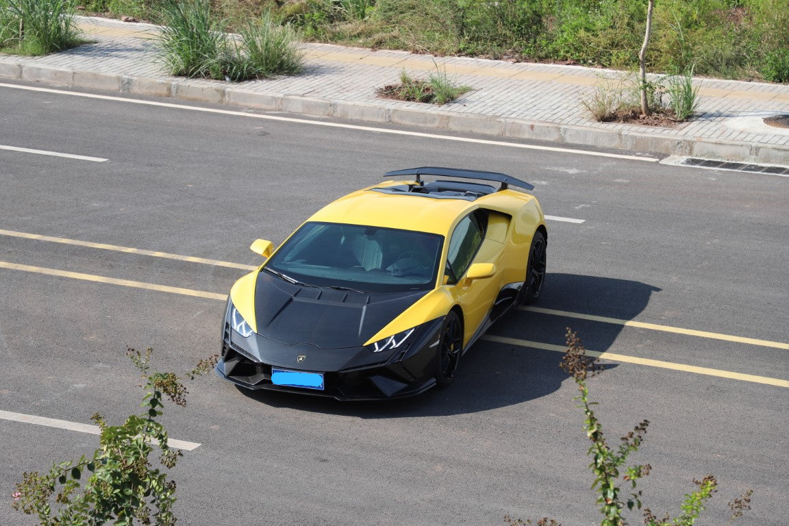Lamborghini Huracan Tecnica Performante Evo LP610 LP580 2015 2016 2017 2018 2019 2020 2021 2022 2023 2024 with Aftermarket Parts - Tecnica Style Front Bumper Dry Pre-preg Carbon Fiber from Aero Republic