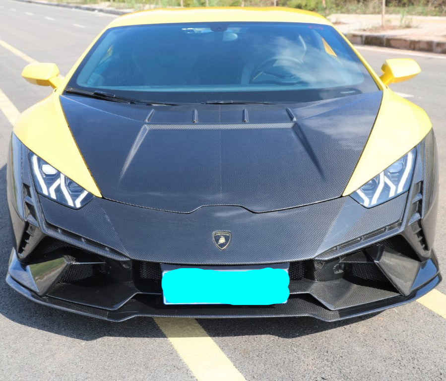 Lamborghini Huracan Tecnica Performante Evo LP610 LP580 2015 2016 2017 2018 2019 2020 2021 2022 2023 2024 with Aftermarket Parts - Tecnica Style Hood Dry Pre-preg Carbon Fiber from Aero Republic