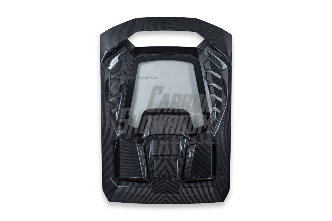 Lamborghini Huracan Tecnica Performante Evo LP610 LP580 2015 2016 2017 2018 2019 2020 2021 2022 2023 2024 with Aftermarket Parts - Tecnica Style Engine Hatch Dry Pre-preg Carbon Fiber from Aero Republic