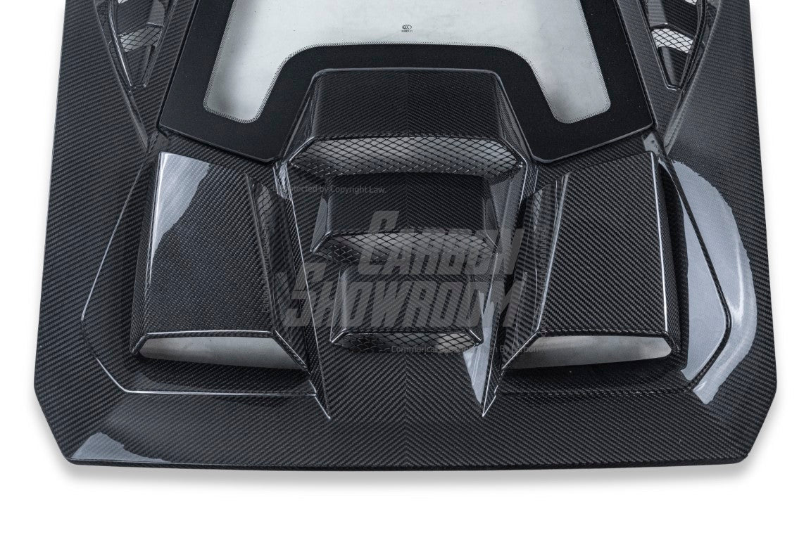Lamborghini Huracan Tecnica Performante Evo LP610 LP580 2015 2016 2017 2018 2019 2020 2021 2022 2023 2024 with Aftermarket Parts - Tecnica Style Engine Hatch Dry Pre-preg Carbon Fiber from Aero Republic