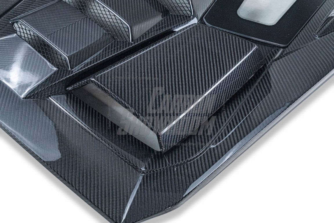Lamborghini Huracan Tecnica Performante Evo LP610 LP580 2015 2016 2017 2018 2019 2020 2021 2022 2023 2024 with Aftermarket Parts - Tecnica Style Engine Hatch Dry Pre-preg Carbon Fiber from Aero Republic