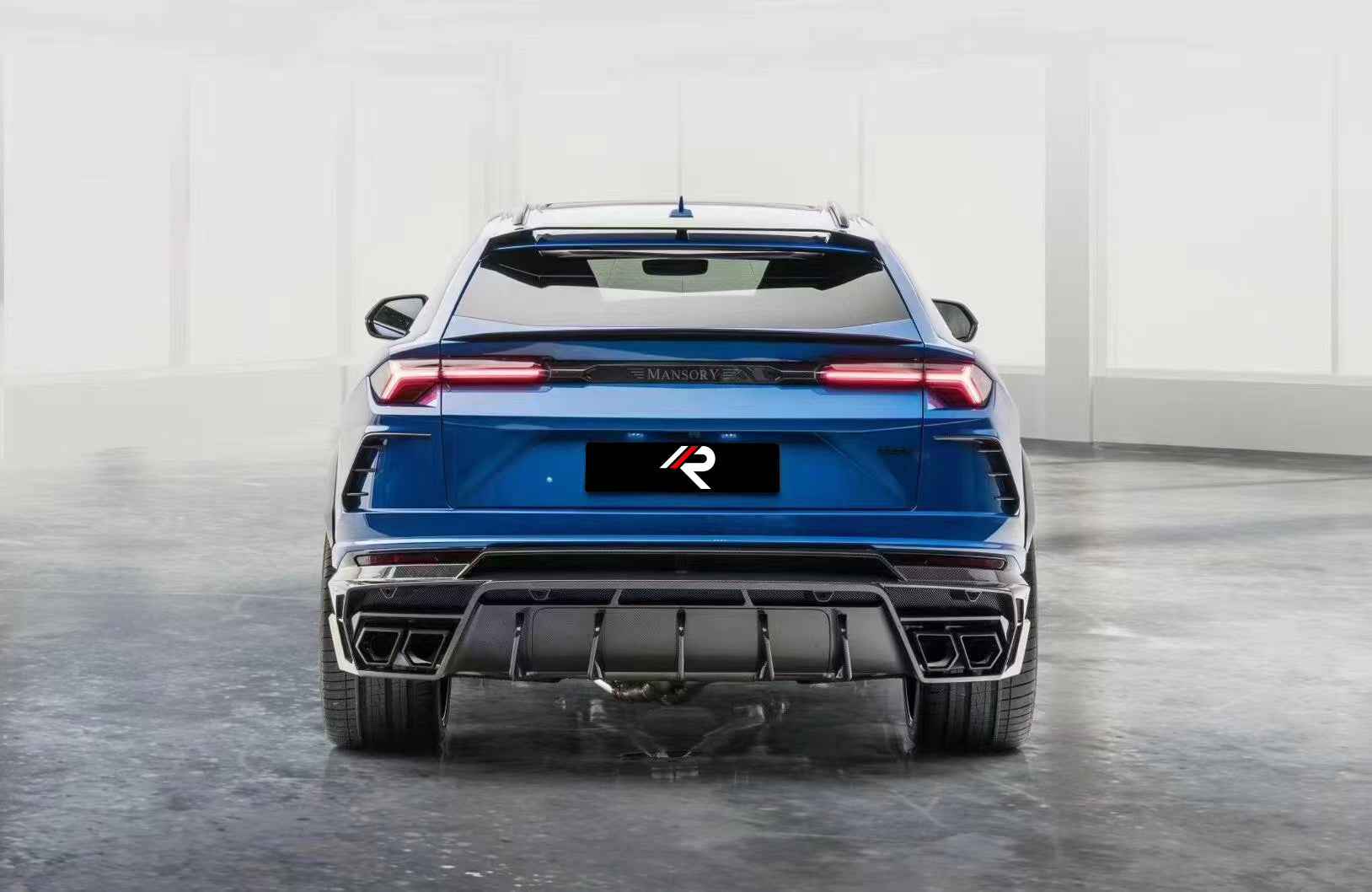 Lamborghini Urus Base S Performante 2019 2020 2021 2022 2023 2024 with Aftermarket Parts - M Style Rear Diffuser & Tips Pre-preg Carbon Fiber / FRP from Aero Republic