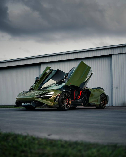 McLaren 720S 2018 2019 2020 2021 2022 2023 with Aftermarket Parts - 765LT Side Skirts Pre-preg Carbon Fiber / FRP from Aero Republic