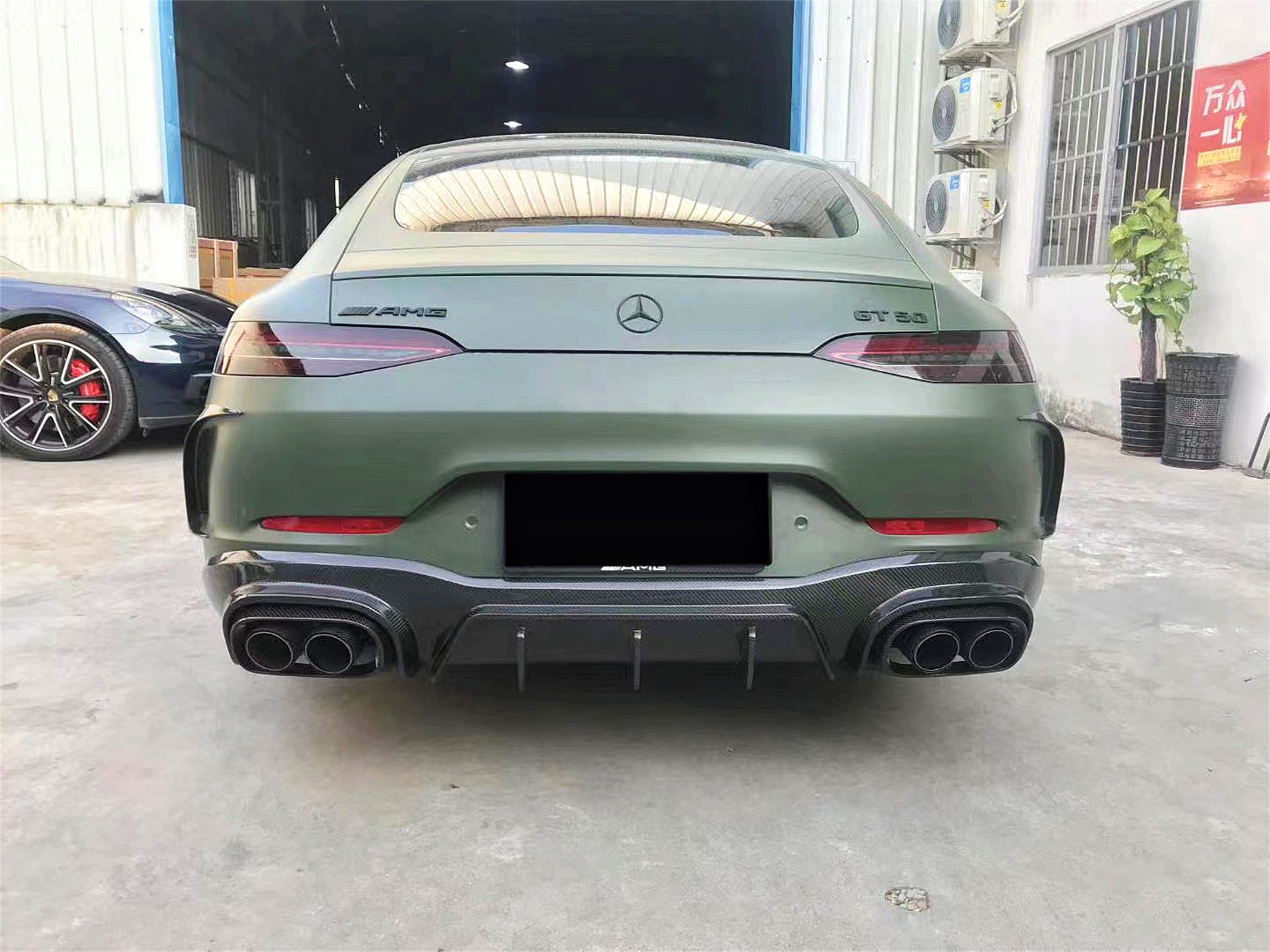 Mercedes Benz AMG GT 4 Door GT53 GT50 X290 C290 2019-ON with Aftermarket Parts - Brabus Style Rear Diffuser & Exhaust Tips?Carbon Fiber from Aero Republic