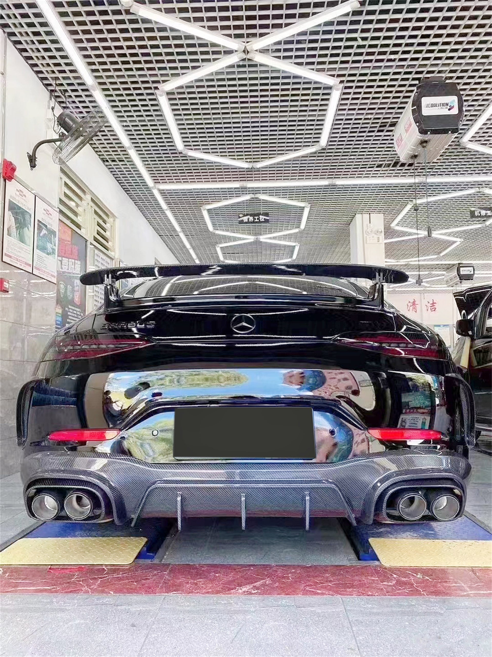 Mercedes Benz AMG GT 4 Door GT53 GT50 X290 C290 2019-ON with Aftermarket Parts - Brabus Style Rear Diffuser & Exhaust Tips?Carbon Fiber from Aero Republic