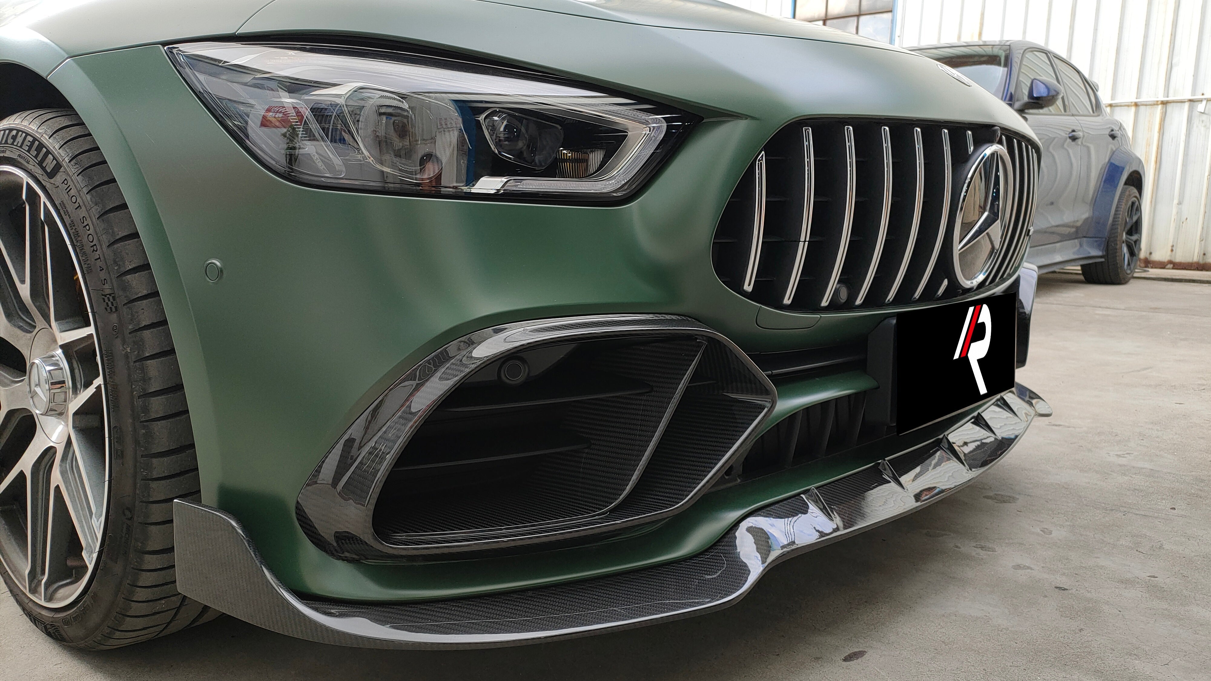 Mercedes Benz AMG GT63 4-Door 2019 2020 2021 2022 2023 with Aftermarket Parts - Front Lip&nbsp;Carbon Fiber / FRP from Aero Republic