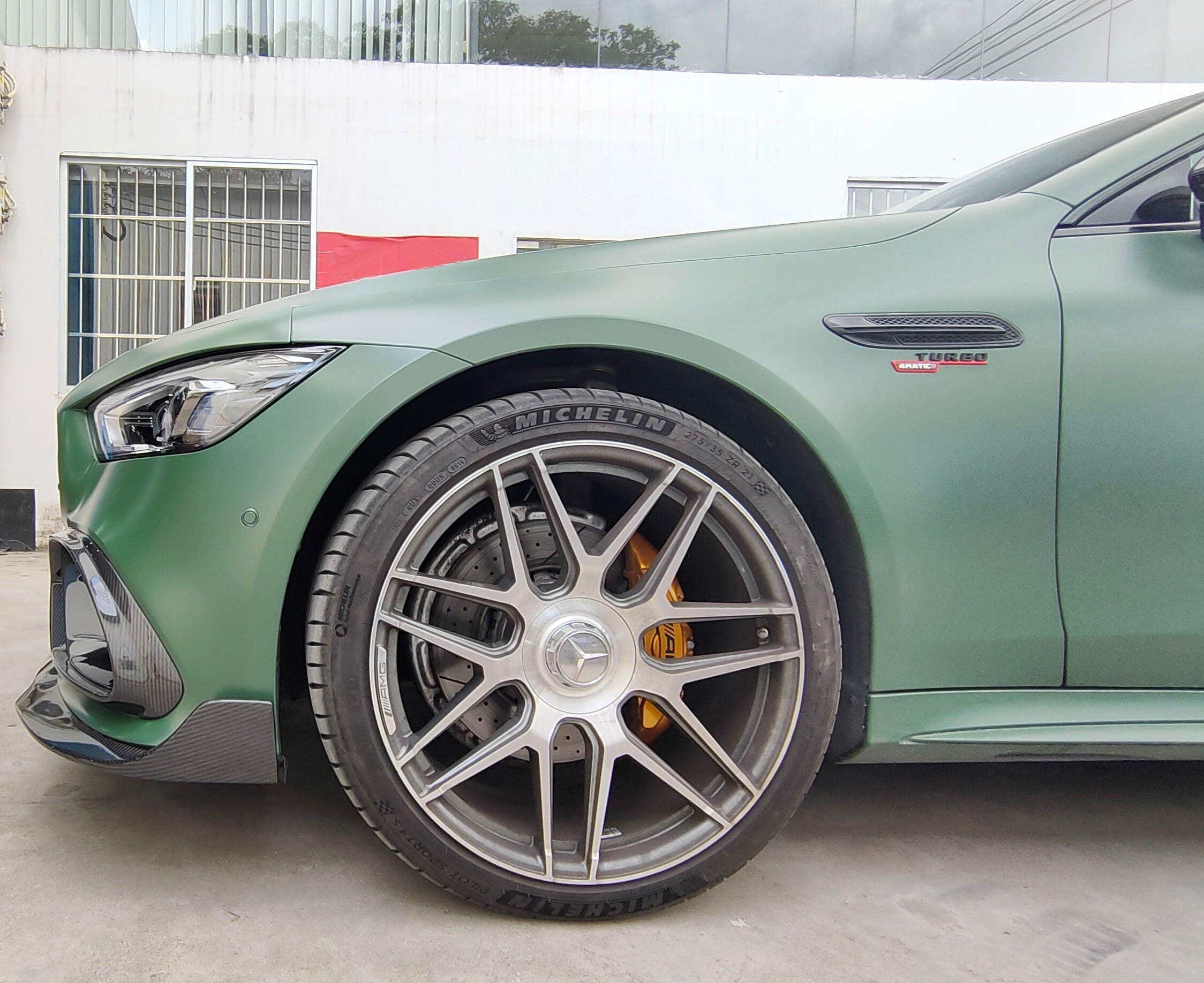 Mercedes Benz AMG GT63 4-Door 2019 2020 2021 2022 2023 with Aftermarket Parts - Front Lip&nbsp;Carbon Fiber / FRP from Aero Republic